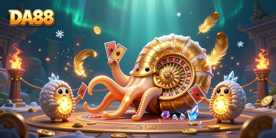 Engage with DA88's vibrant casino experience through a dazzling 3D cartoon illustration.