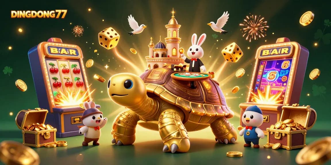 DINGDONG77 offers an exciting casino experience with a lively tortoise and themed games bursting with action.
