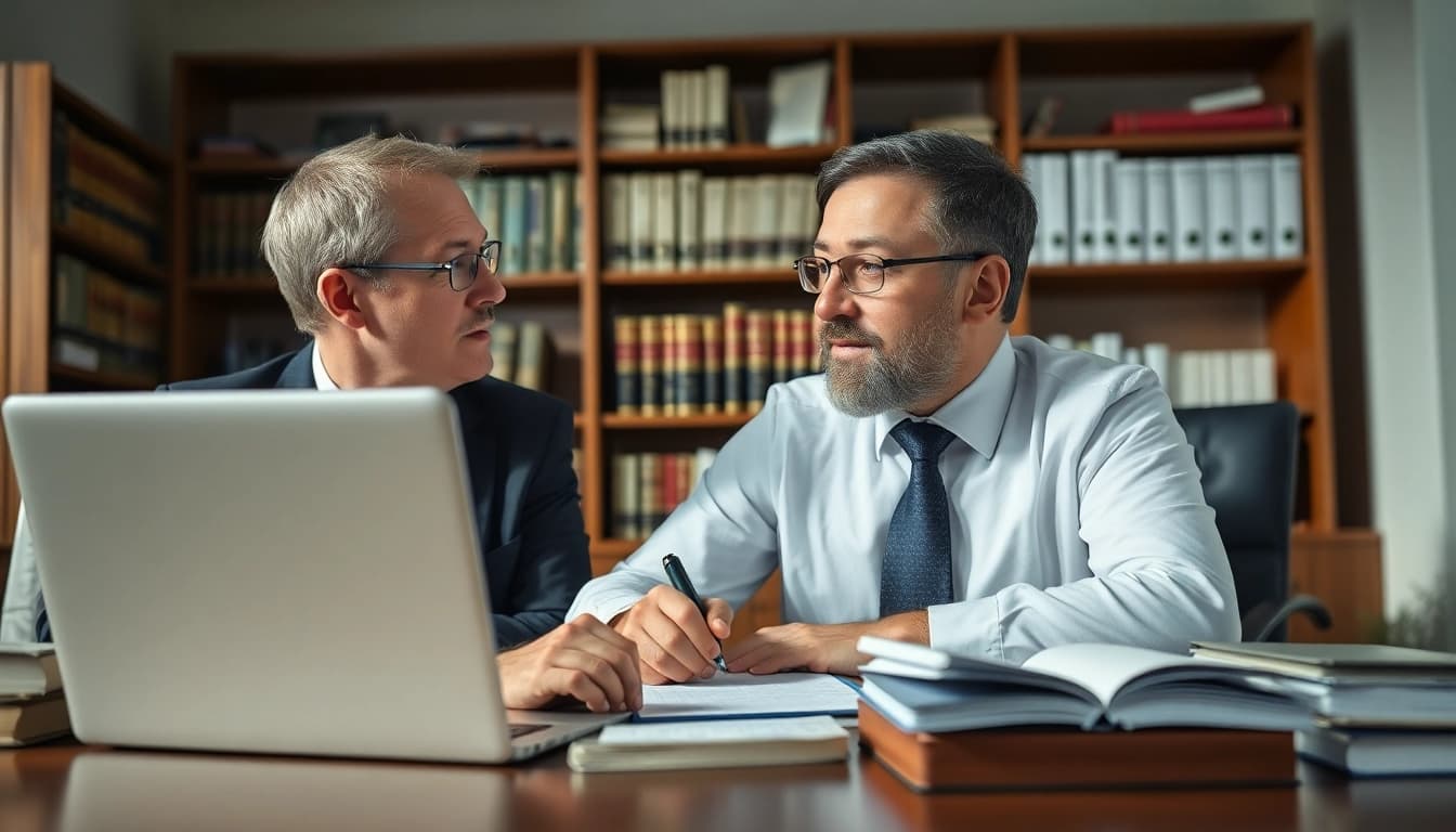 Verlassenschaftsverfahren Beratung in einem professionellen Büro mit Dokumenten.