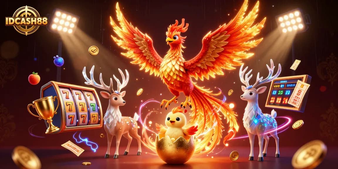 Engage with IDCASH88's immersive experience showcasing vibrant slot visuals and dynamic gaming elements.