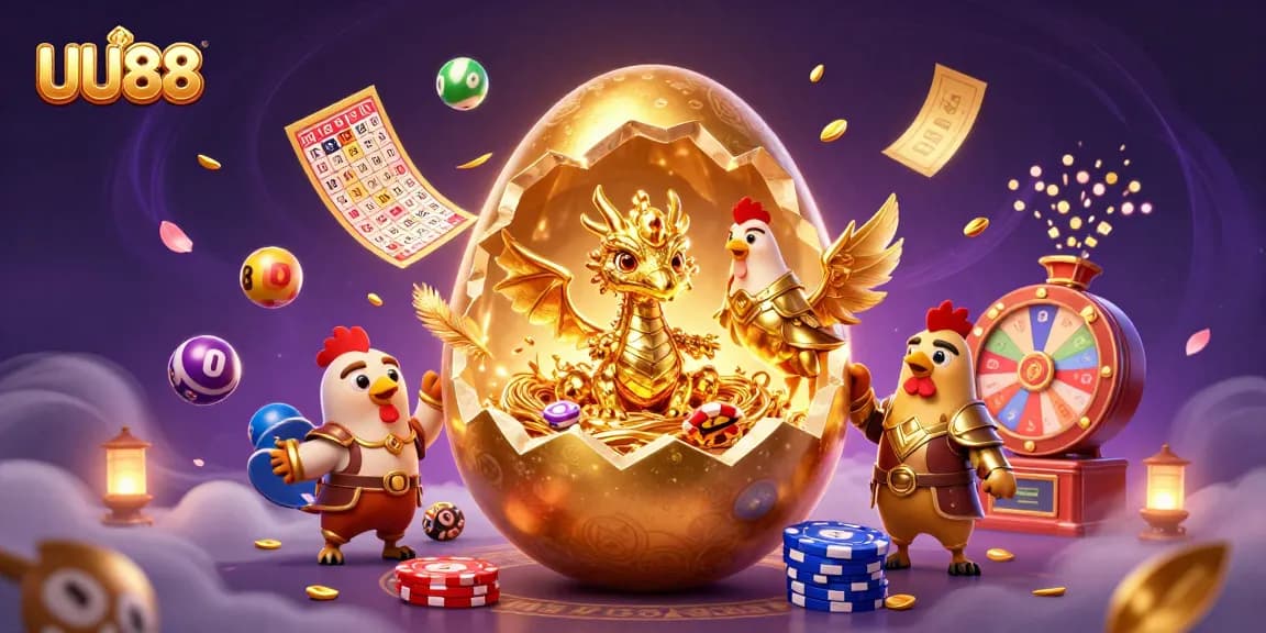 Experience thrilling casino moments with UU88 at an exciting game scene featuring golden dragon and poker chips.