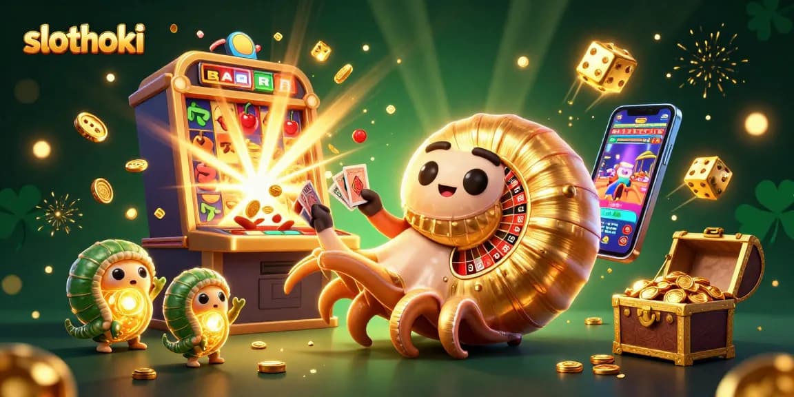 slothoki menghadirkan jackpot tangan kartu dengan nautilus menggenggam di tengah kasino digital