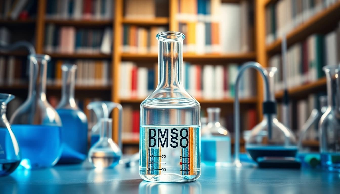DMSO displayed in a professional laboratory setting, highlighting its clarity and applications.