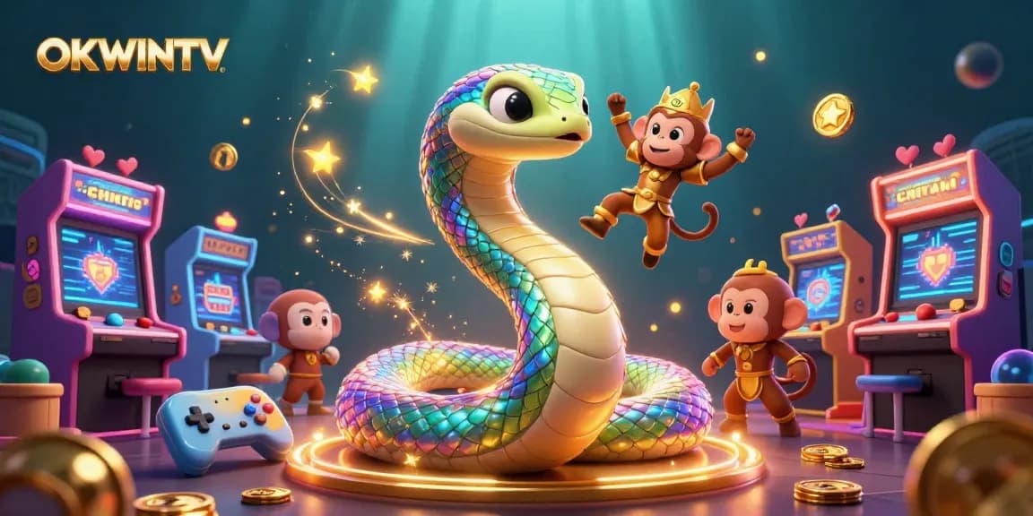 Experience thrilling sports action with OKWINTV, featuring colorful gaming elements and vibrant characters.