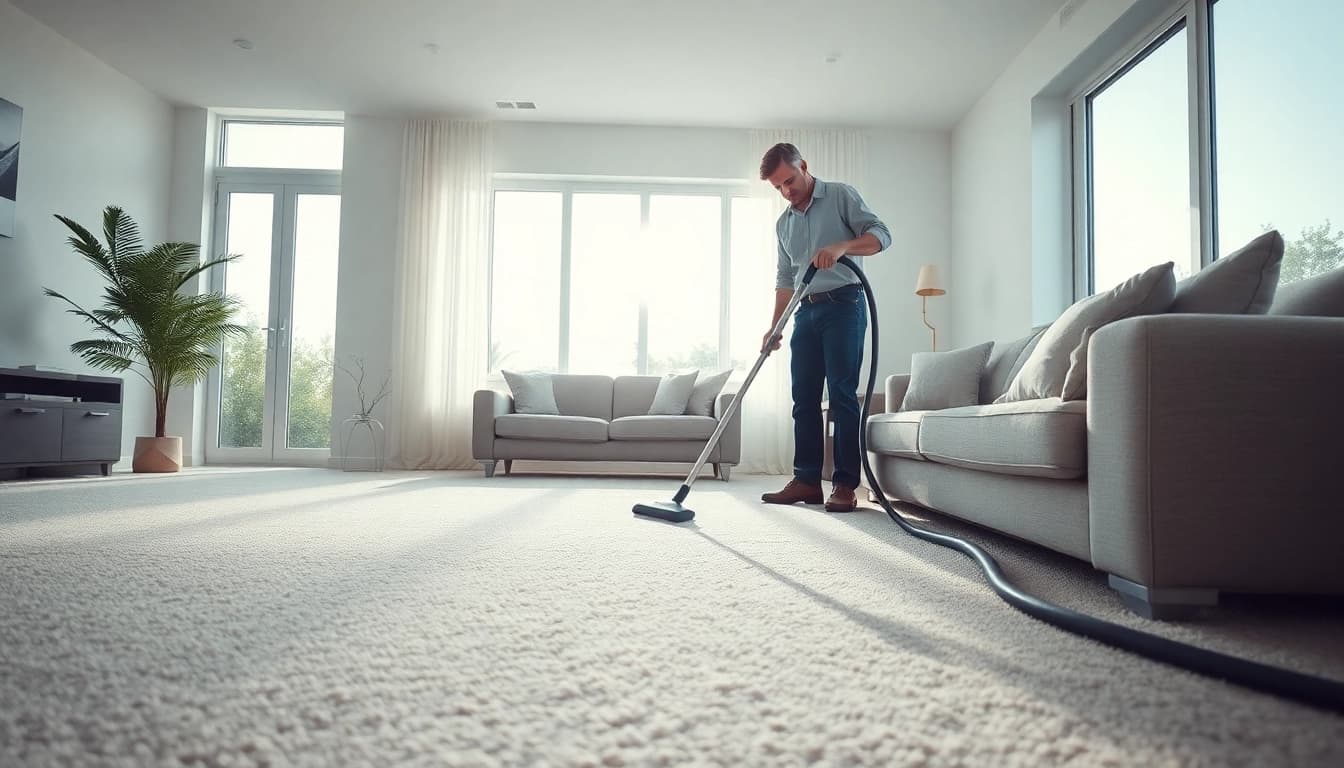 Experience guardian carpet cleaning with expert technicians in a bright, modern living room.