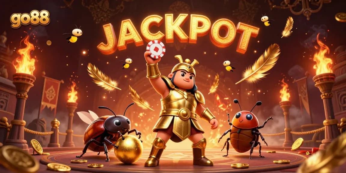 Experience the thrill of go88 with vibrant casino characters and elements dynamically showcasing a winning moment.