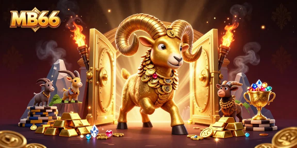Experience excitement at MB66 with a golden ram charging through a treasure-filled casino scene.