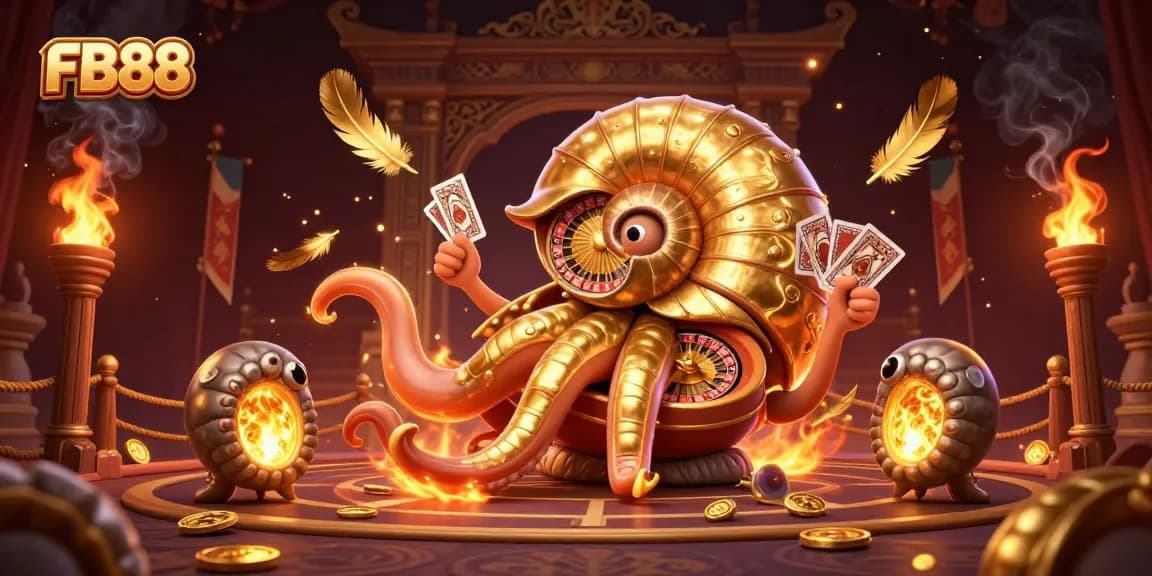 Engage with FB88's thrilling casino experience featuring a giant nautilus themed roulette wheel.