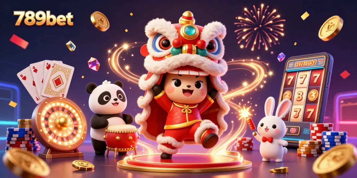 Engage in thrilling gambling with 789bet's festive lion dance and exciting casino elements.