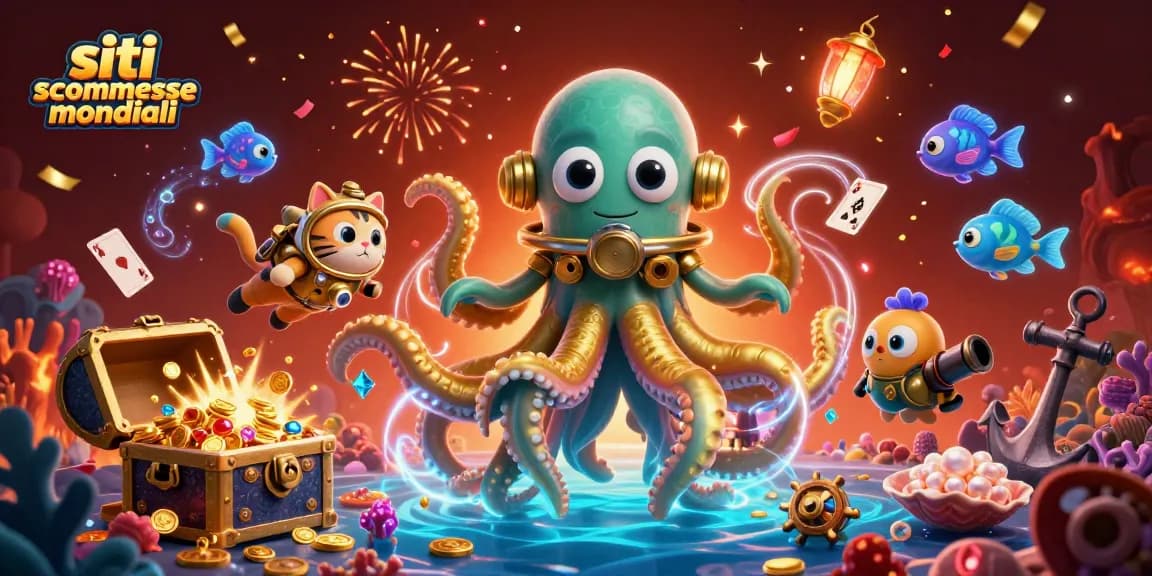 Scommetti sui siti scommesse mondiali con un kraken d'oro e profonde profondità oceaniche illuminate.