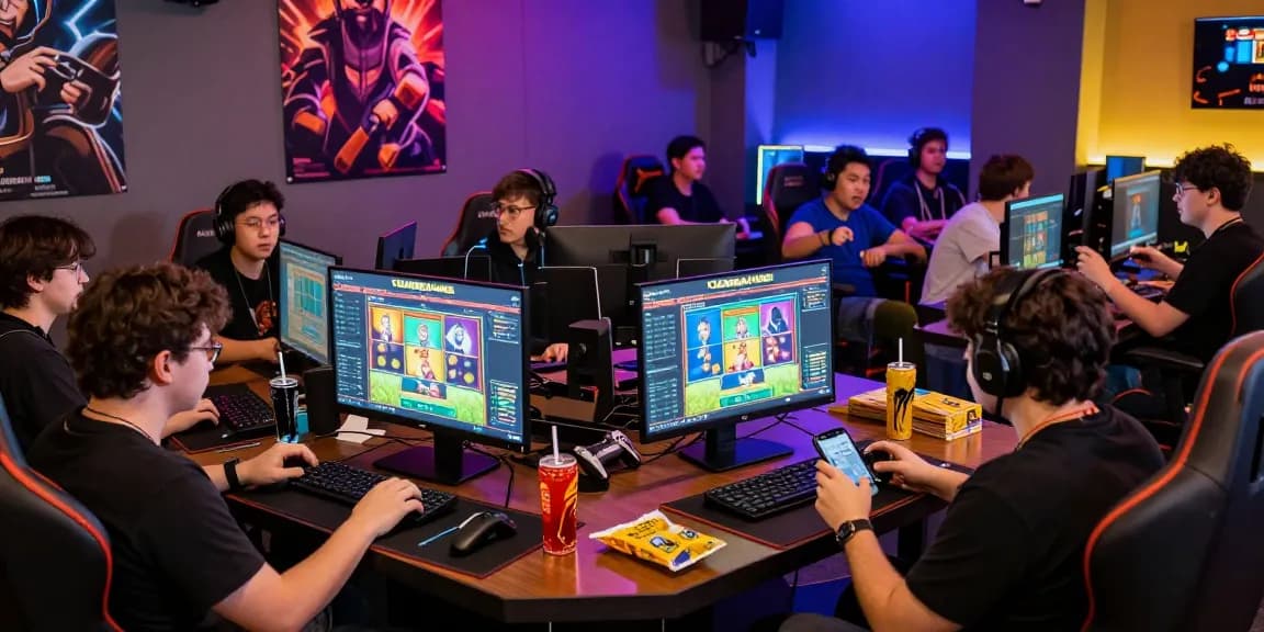 Turnamen slot online bersama cabemanis88, pemain bersaing di lounge gamer yang penuh energi.