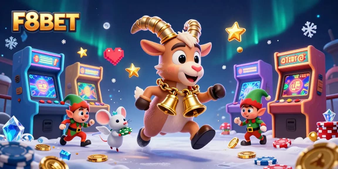 F8BET offers thrilling experiences in its holiday-themed casino with 3D cartoon characters and festive elements.
