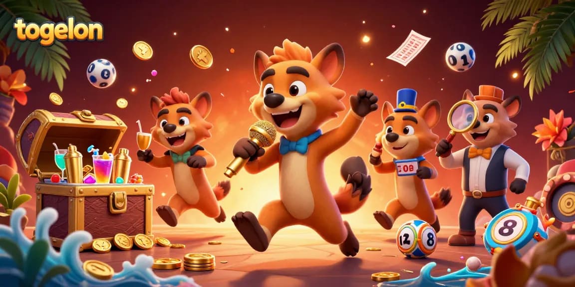 Join the fun at togelon’s vibrant lottery casino club featuring energetic hyena characters and colorful gaming elements.