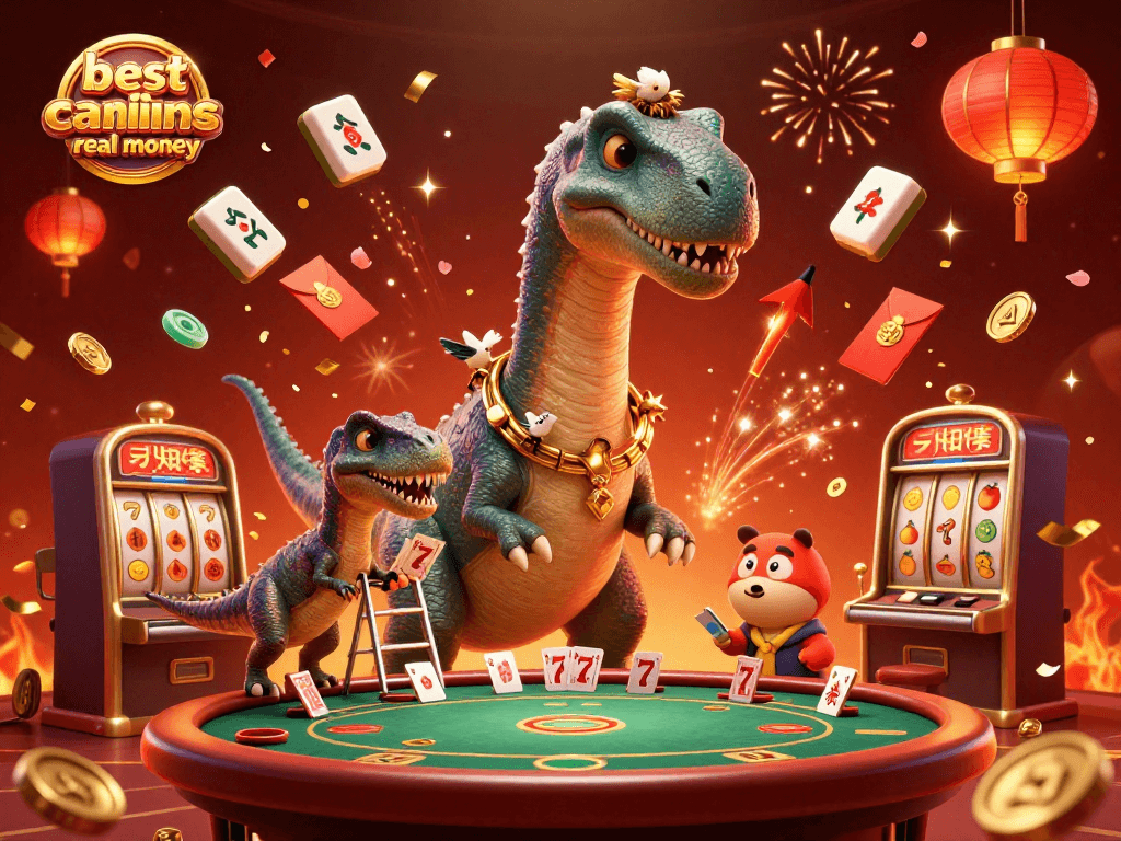Experience the excitement of the best online casinos real money with a whimsical 3D casino scene.