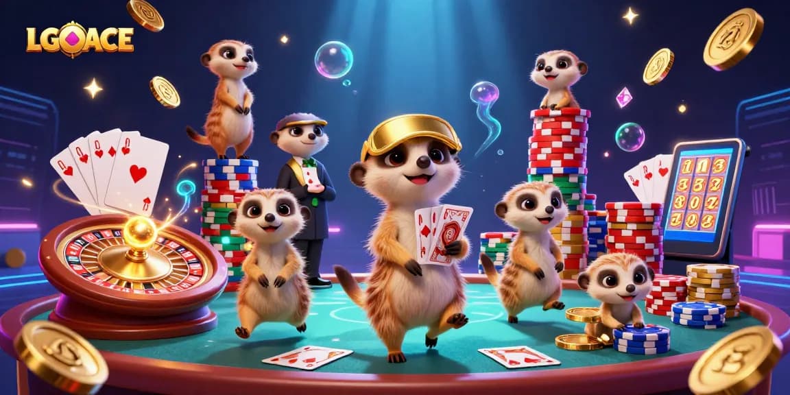LGOACE engages players in a lively casino scene with meerkats and dynamic game elements.
