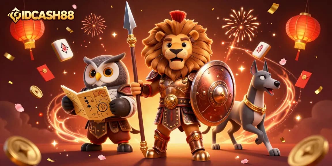Experience dynamic play at IDCASH88, highlighting the excitement of gaming and bonuses with vibrant characters.