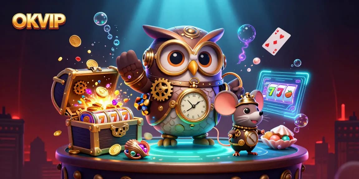 Engage with OKVIP's thrilling online casino experience through a vibrant steampunk adventure.