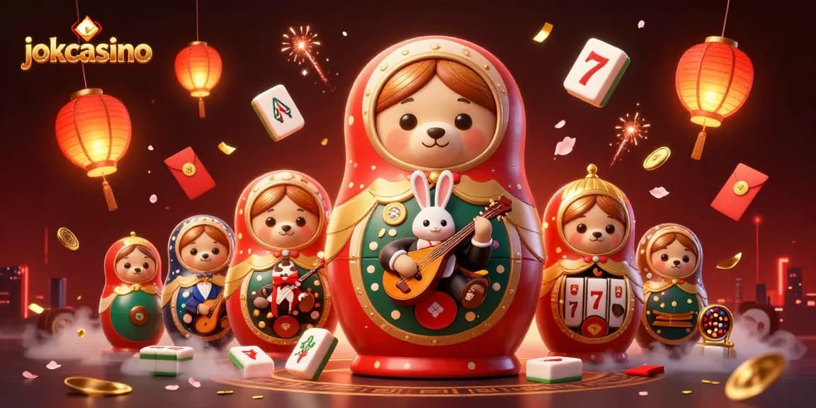 Experience excitement at jokacasino with colorful 3D bears and casino-themed elements.