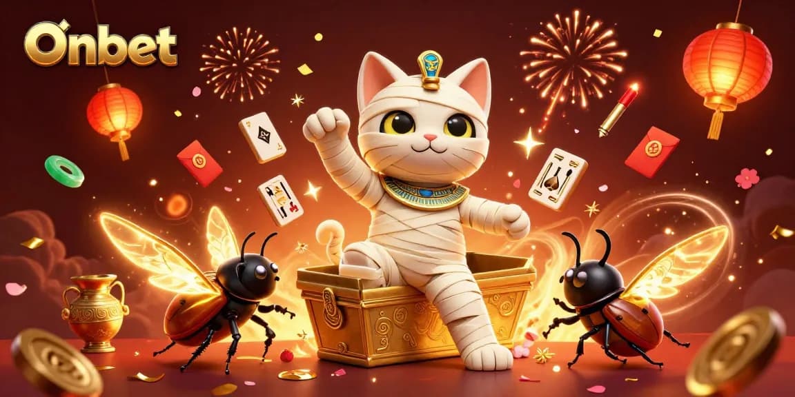 Engage in exciting games at Onbet with vibrant Egyptian-themed casino illustration.