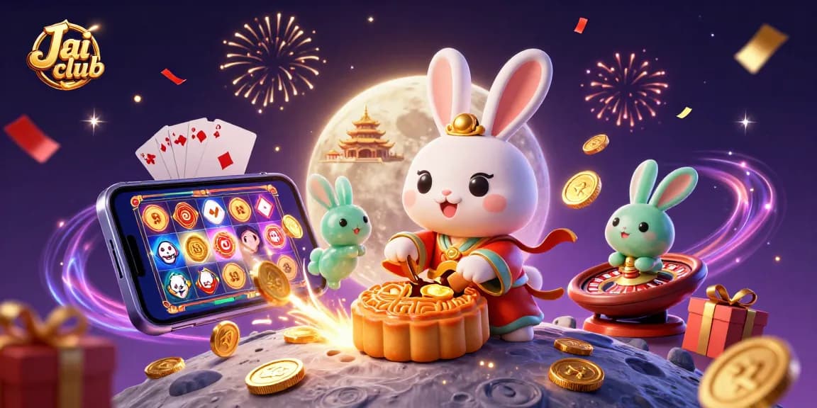 Jai club offers immersive gaming with thrilling poker chips and vibrant slot reels in this colorful illustration.