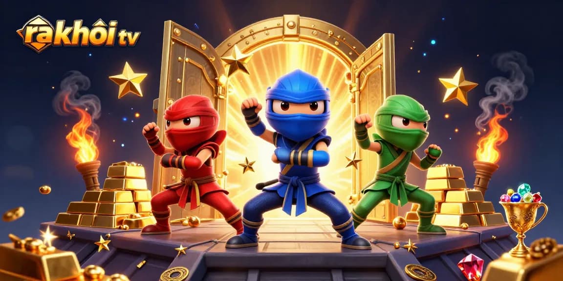 Experience thrilling gameplay with ra khơi tv as cartoon ninja chameleons perform martial arts amidst bursts of treasures.