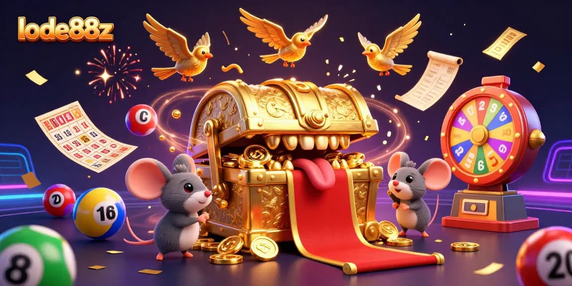 Join the excitement at lode88z with a vibrant lottery scene filled with dynamic elements!