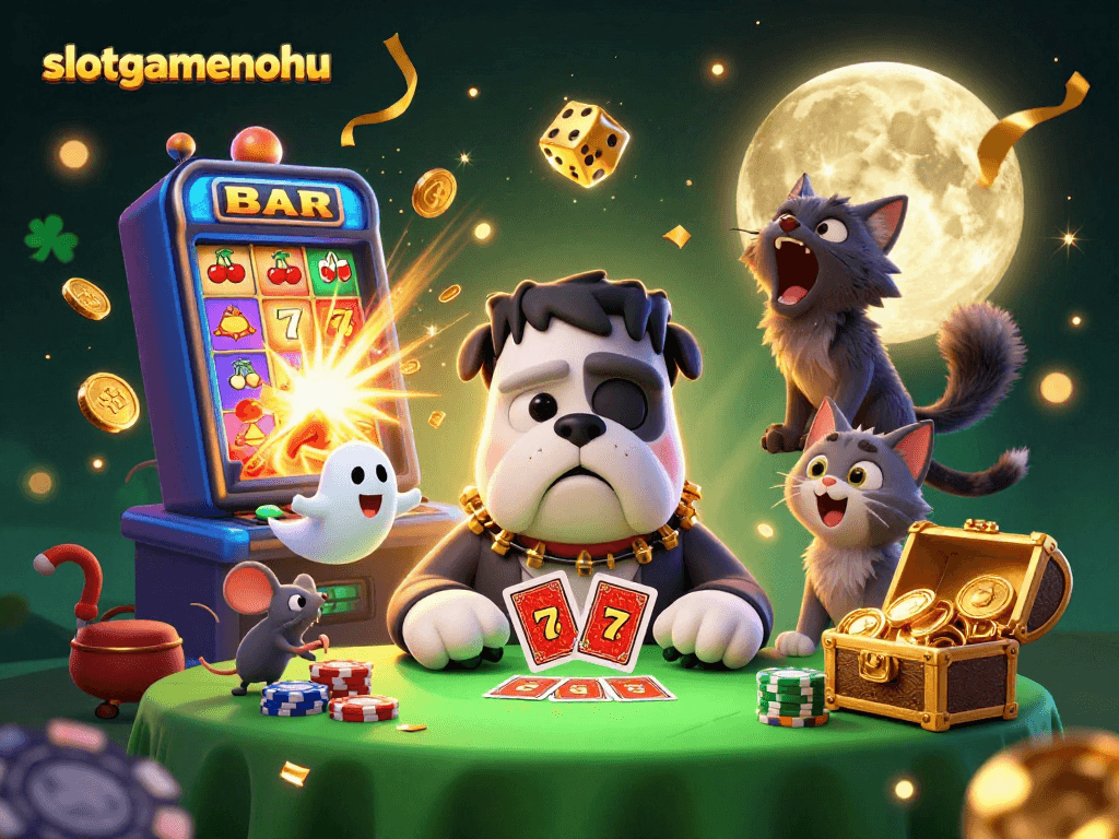 Experience thrilling jackpots with slotgamenohu's vibrant casino illustration of games and luck.