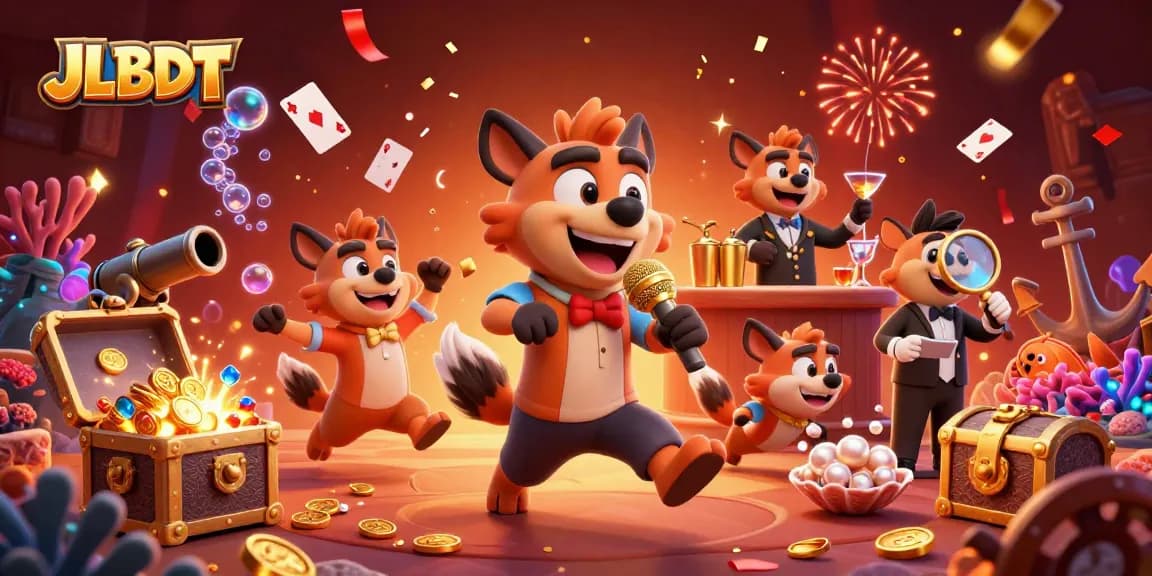 JLBDT hyenas entertain in a casino club with sparkling gems, drinks, and a vibrant atmosphere.