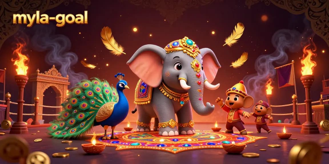 Experience immersive gameplay with myla-goal in this vibrant, celebratory casino-themed scene.