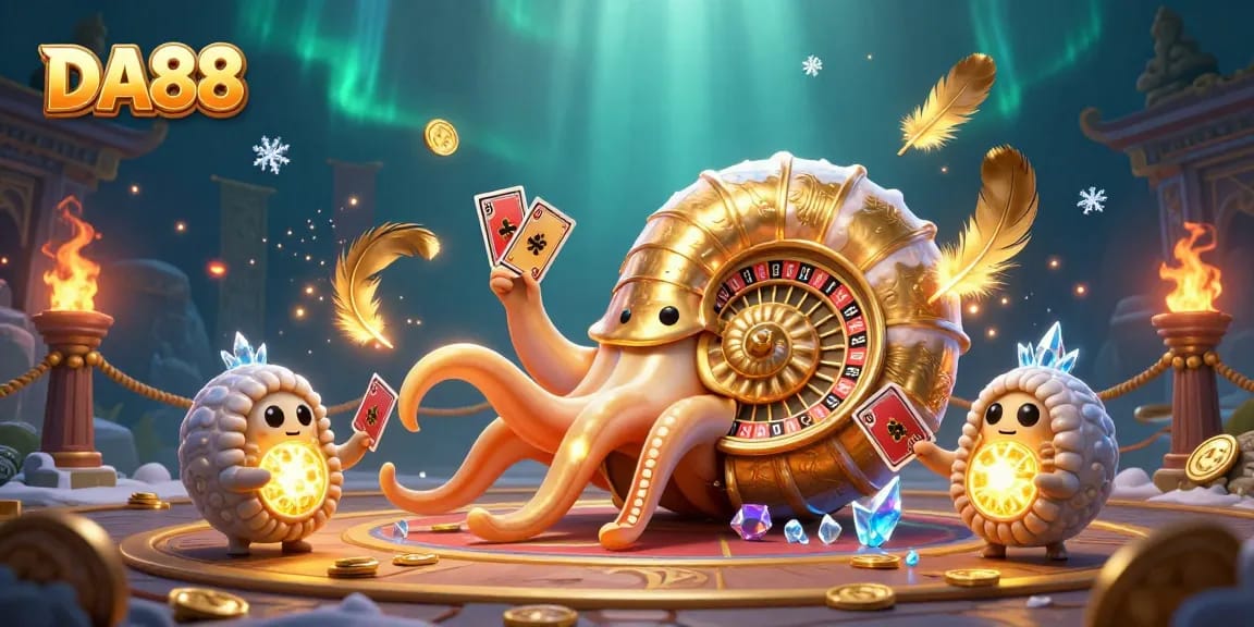 Engage with DA88's vibrant casino experience through a dazzling 3D cartoon illustration.