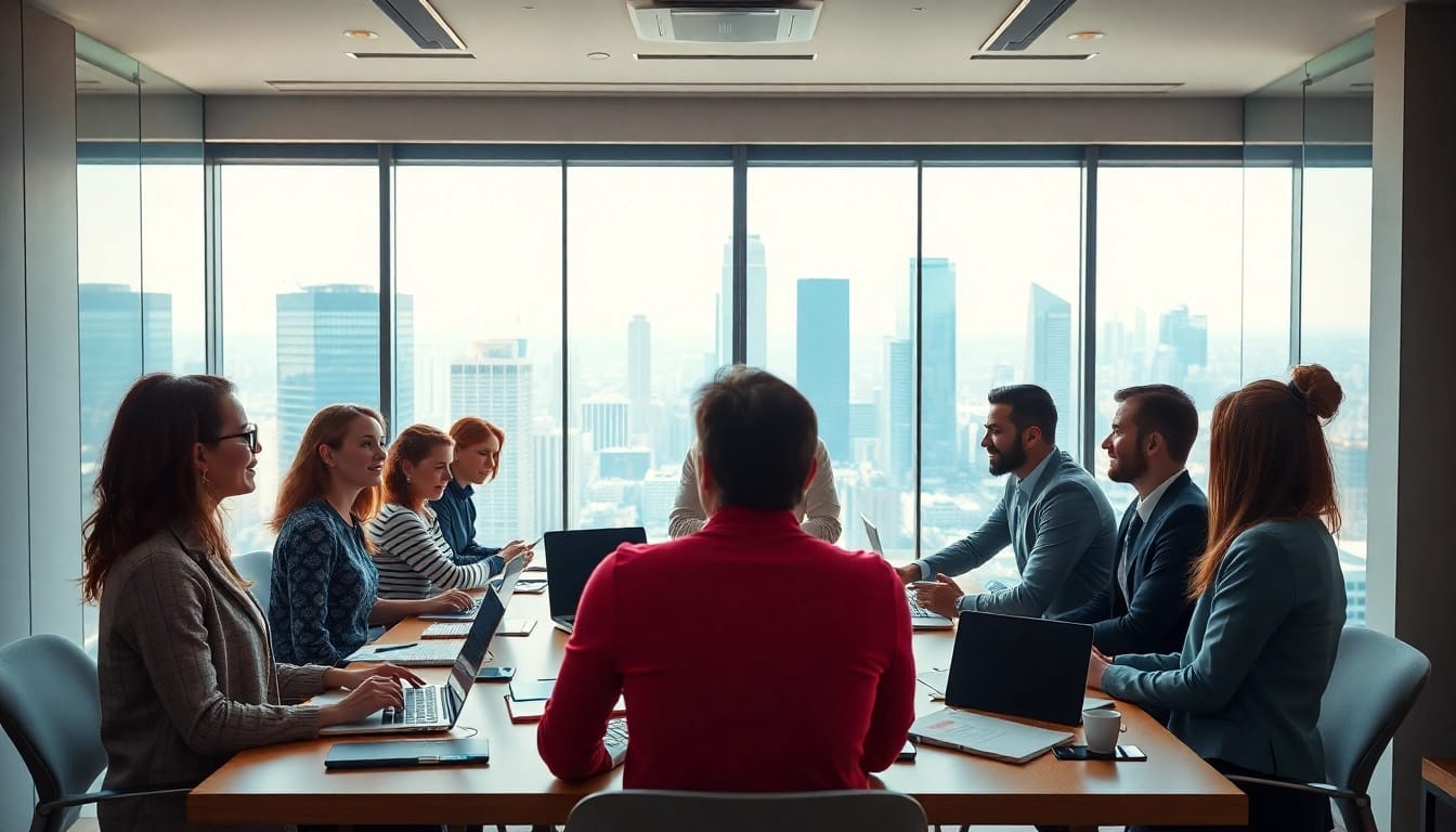 HR professionals collaborating in a meeting, gaining insights from https://bestofhr.com/ on HR strategies.