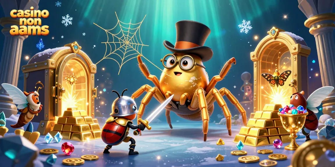 Scopri il mondo dei casino non AAMS con una tarantola dorata e un cavaliere scarabeo avventuroso.