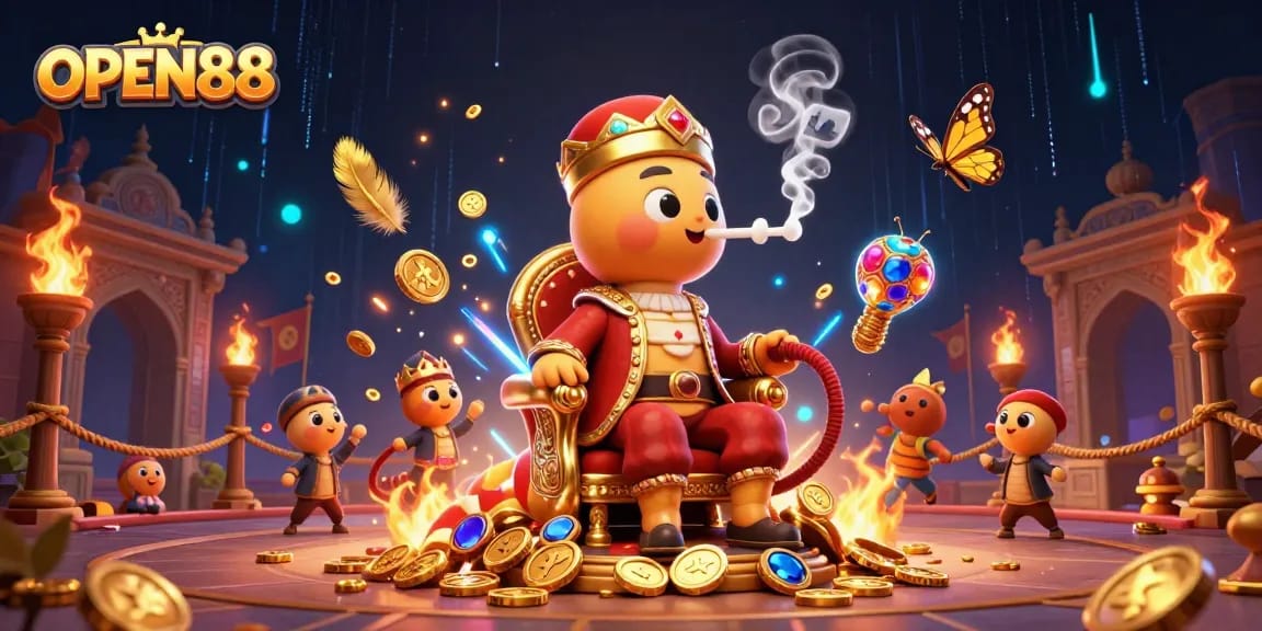 Experience thrilling online betting at OPEN88 with our vibrant casino-themed 3D illustration.