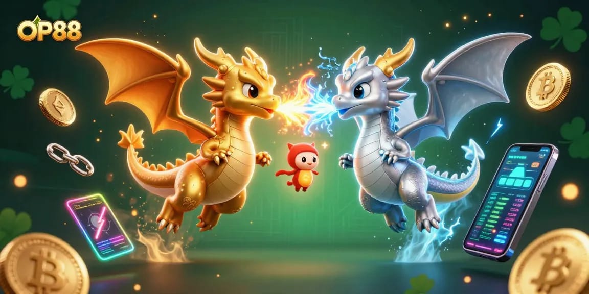 Engage in thrilling adventures with OP88, where dragons battle in a vibrant casino world.