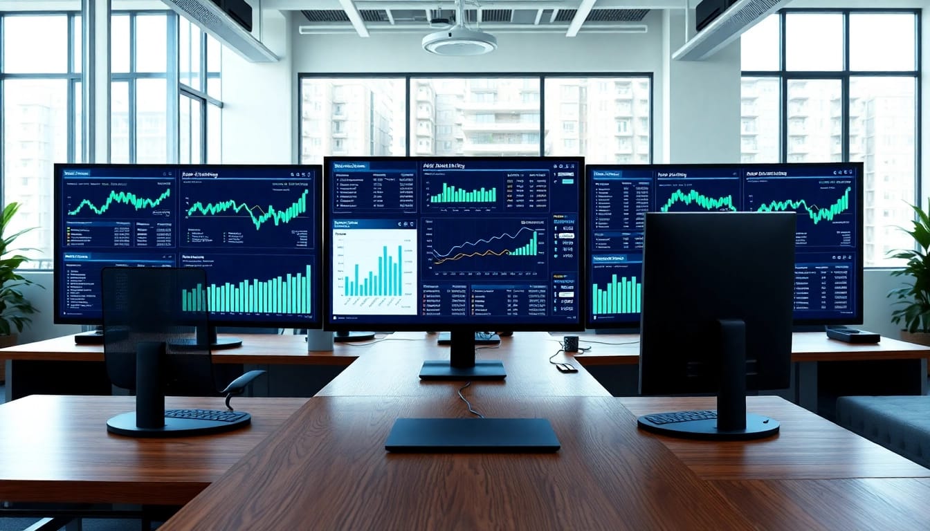 Visual representation of an app ranking tracker showcasing data analytics on multiple screens for effective monitoring.