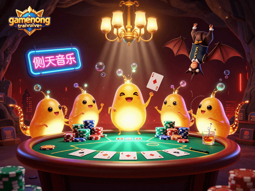 Play poker at gamenongtraivuive with vibrant glowworms lighting the cave casino scene.