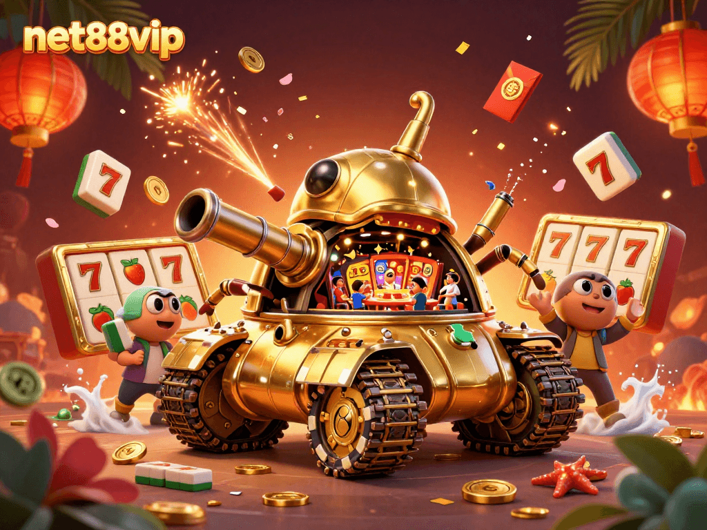 Experience thrilling gameplay at net88vip, featuring vibrant casino illustrations and engaging slot machines.