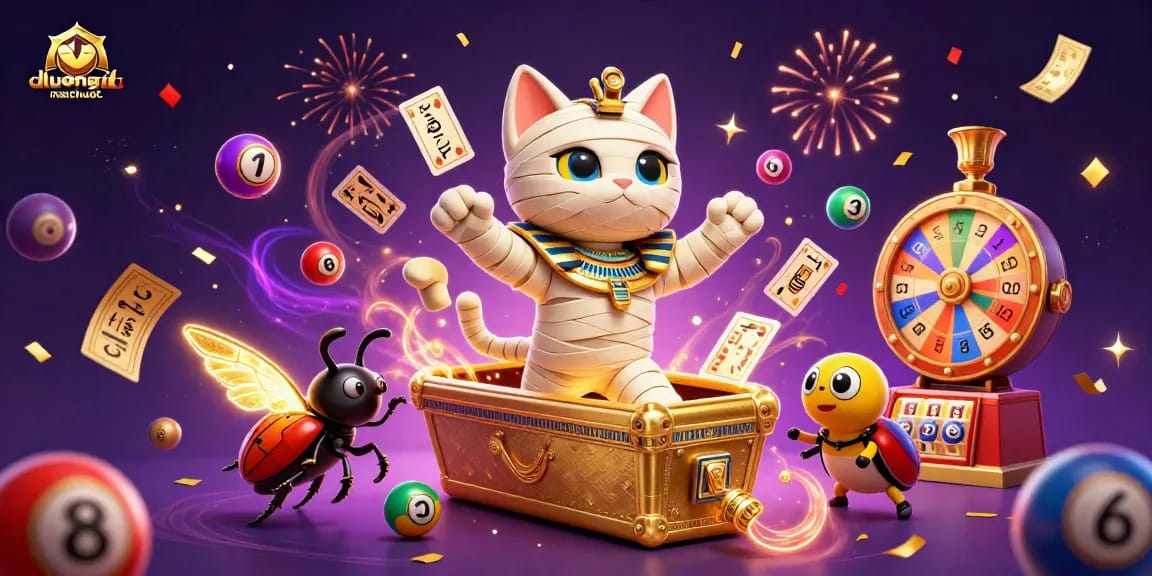 Engage with duongmatchuoc's exciting Egyptian-themed casino adventure featuring vibrant characters and elements.