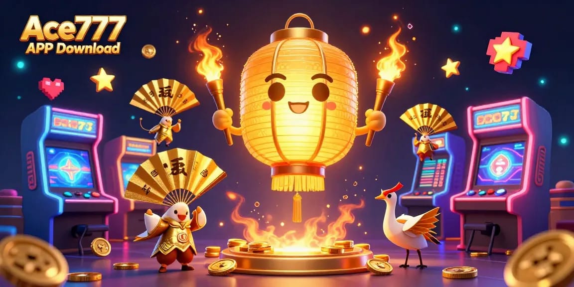 Spin the reels with Ace777 APK Download in this vibrant online casino scene packed with gaming elements.
