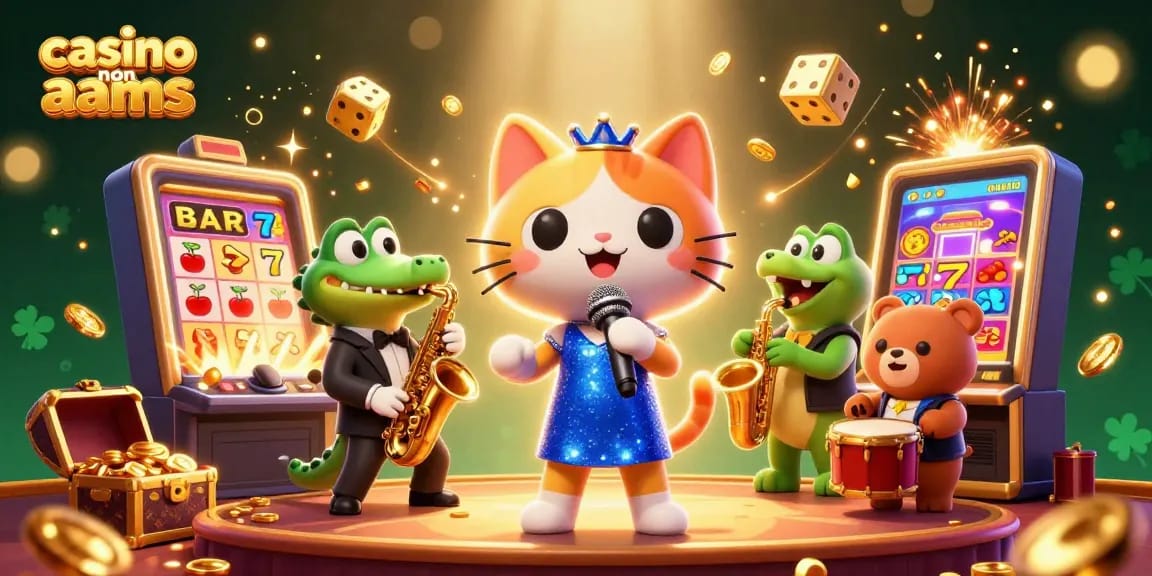 Vivi l'azione nei casino non AAMS con un'immagine vibrante di un gatto jazzistico e animali divertenti sul palco