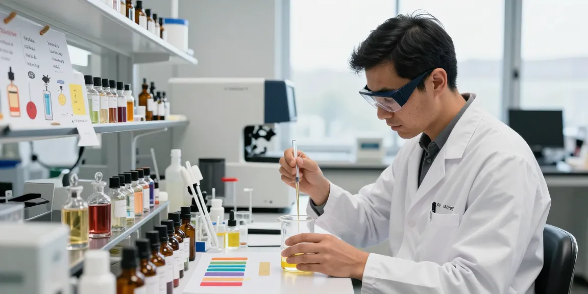 Fragrance Beads Manufacturer blending oils in a modern lab, capturing innovation in scent development.