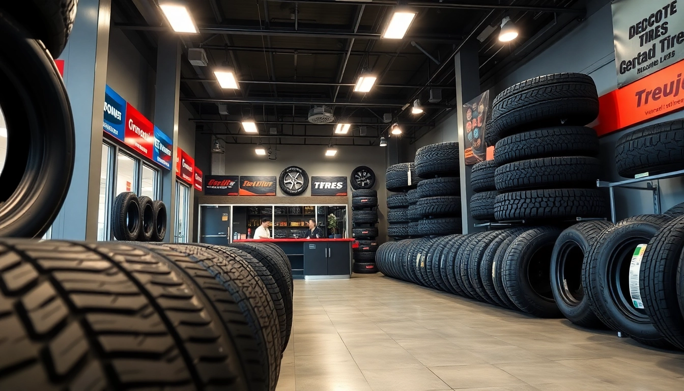 Tire store Trumbull County showcasing neatly arranged tires in a vibrant, welcoming atmosphere.