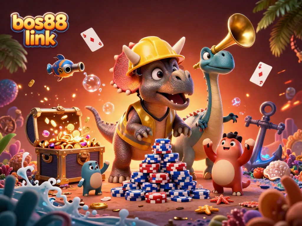 Menghadirkan bos88 link, triceratops membangun chip poker dengan keseruan simbol kasino dan elemen laut.
