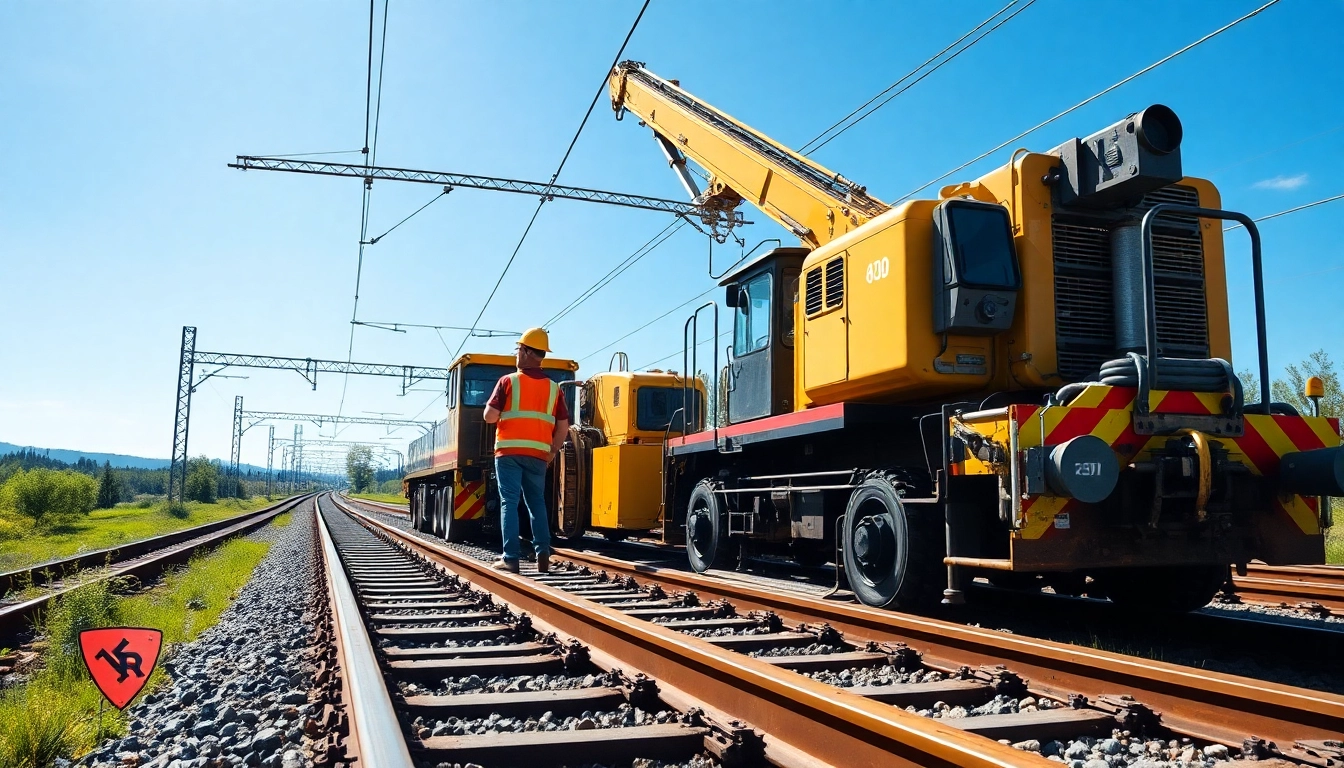 Efficient Emergency Railroad Repair Services in action with railway crew and machinery.
