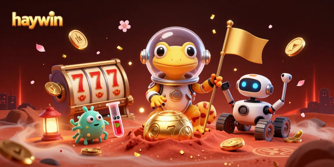 Experience thrilling adventures in haywin's vibrant casino with animated gecko and cosmic companions.