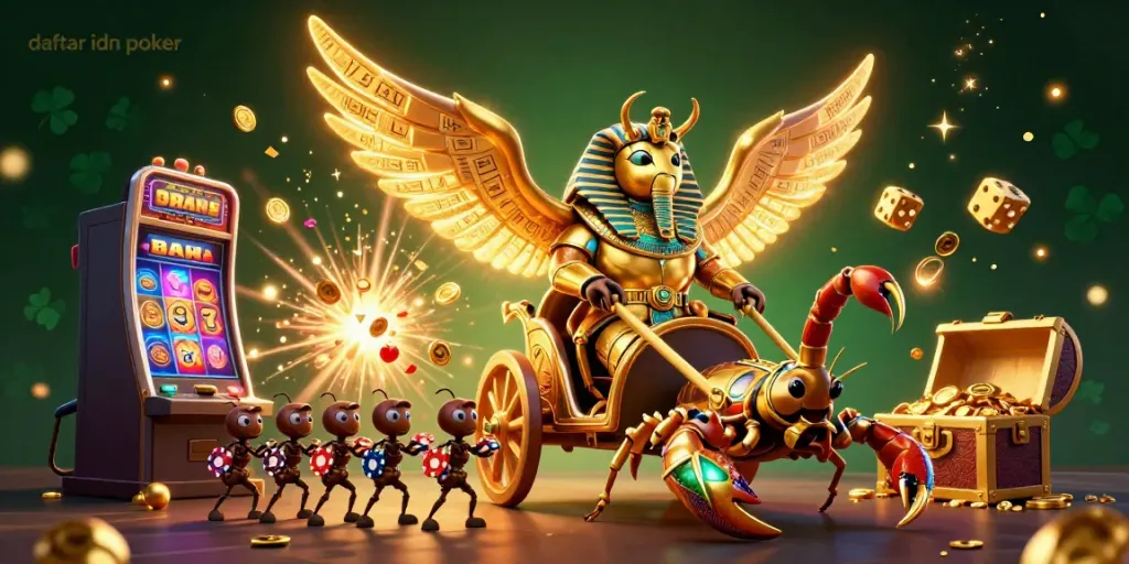 Join the excitement of daftar idn poker with vibrant characters and casino elements in a dynamic scene.
