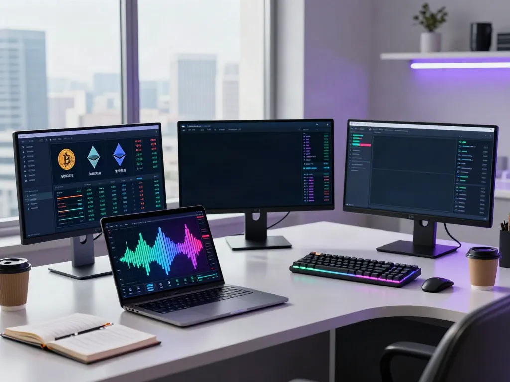 港股API trading workspace with advanced crypto trading interfaces, digital wallet, and DeFi dashboard illuminations.