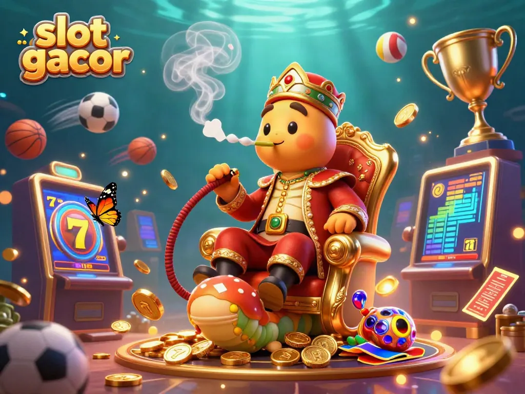 Slot gacor menarik perhatian dengan ilustrasi 3D karnival penuh warna dan elemen permainan.