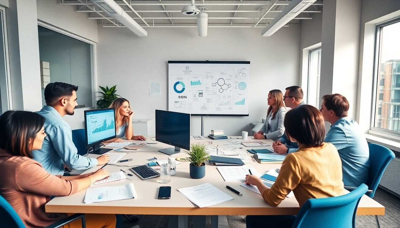 Outsourced cmo strategies being discussed by a professional marketing team in a bright office.