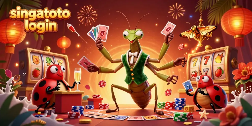 Experience high-stakes gaming action with singatoto login featuring vibrant casino symbols and characters.